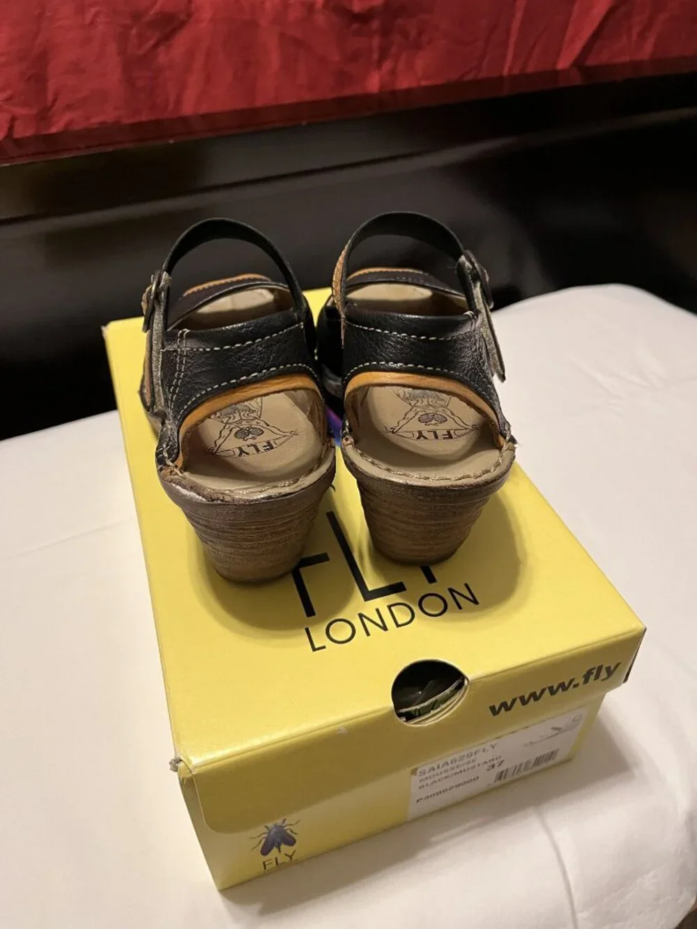 Fly London Saia Ladies Sandal Size EU 37 Women, Black/Mustard